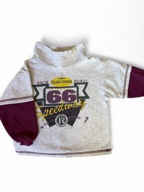 VTG 90s Double Trouble Speedway 66 Mock Neck Sweatshirt Toddler Pullover